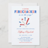 Ein kleiner Firecracker 4. Juli Baby Dusche Einladung (Vorderseite)