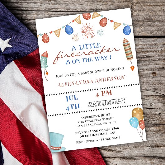 Ein kleiner Firecracker auf dem Weg zur Baby-Dusch Einladung