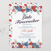 Ein kleiner Firecracker ist auf dem Weg zur Baby-D Einladung (Vorne/Hinten)