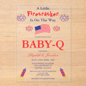 Ein kleiner Firecracker ist unterwegs Baby-Q Acryleinladungen (Vorderseite)