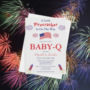 Ein kleiner Firecracker ist unterwegs Baby-Q Einladung