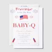 Ein kleiner Firecracker ist unterwegs Baby-Q Pergament Einladungen (Versetzt)