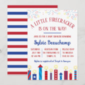 Ein kleiner Firecracker ist unterwegs! Babyparty Einladung (Vorne/Hinten)