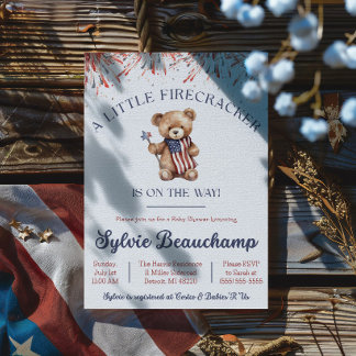 Ein kleiner Firecracker ist unterwegs! Babyparty Einladung