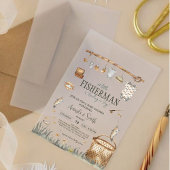 Ein kleiner Fischer, der in der Joy Baby Dusche au Acryleinladungen