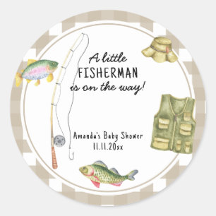 Ein kleiner Fischer ist auf dem Weg Baby Dusche Runder Aufkleber