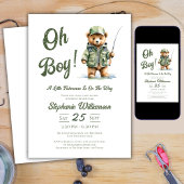 Ein kleiner Fischer ist unterwegs mit einer Baby-D Einladung