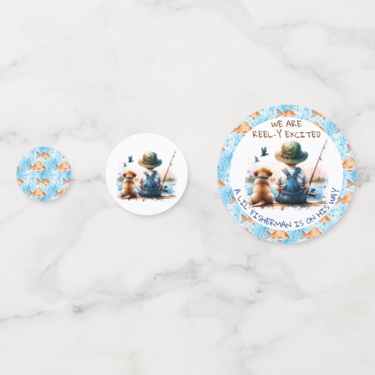 Ein kleiner Fisherman | Babydusche für niedliche J Konfetti (Rückseiten)