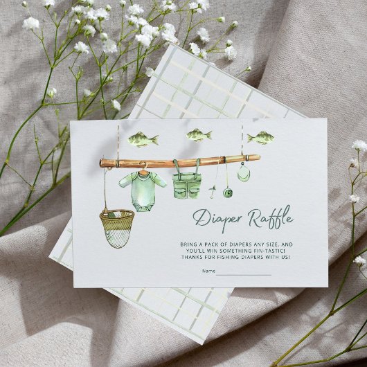 Ein kleiner Fisherman ist in der Joy Diaper Raffle Begleitkarte