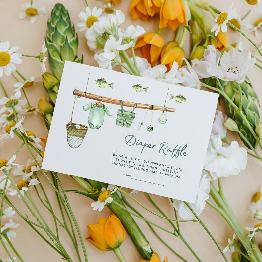 Ein kleiner Fisherman ist in der Joy Diaper Raffle Begleitkarte