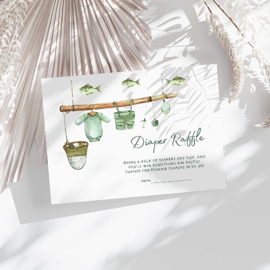 Ein kleiner Fisherman ist in der Joy Diaper Raffle Begleitkarte