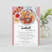 Ein kleiner Fleischball ist unterwegs mit einer Re Einladung (Stehend Vorderseite)