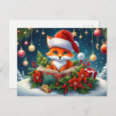 Ein kleiner Fuchs als Weihnachtsmann verkleidet 3a Postkarte (Vorne/Hinten)