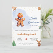 Ein kleiner Gentleman ist auf dem Weg zur Babydusc Einladung (Stehend Vorderseite)