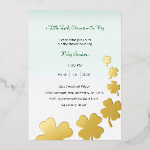 Ein kleiner Glücksbringer ist auf dem Weg Einladun Folieneinladung