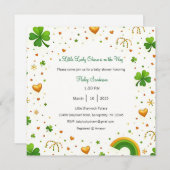 Ein kleiner Glücksbringer ist auf dem Weg zur Einl Einladung (Vorne/Hinten)