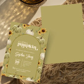 Ein kleiner grüner Kürbissonnenblumenfall Babydusc Einladung