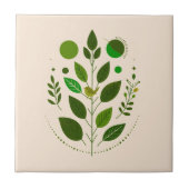 Ein kleiner grüner Vogel und grüne Blätter Fliese (Vorderseite)