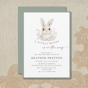 Ein kleiner Hase Eleganter Hellgrüner Baby Shower  Einladung