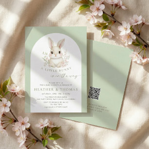 Ein kleiner Hase Elegantes Hellgrün Baby Shower Einladung
