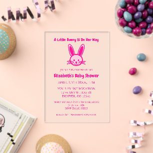 Ein kleiner Hase ist auf dem Weg Baby Shower Acryleinladungen