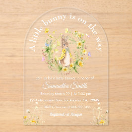 Ein kleiner Hase ist auf dem Weg Babydusche Acryleinladungen