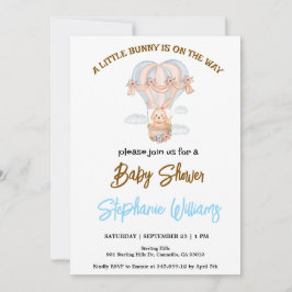 Ein kleiner Hase ist auf dem Weg Babydusche Einladung