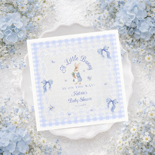 Ein kleiner Hase ist auf dem Weg Blau Baby Shower Serviette