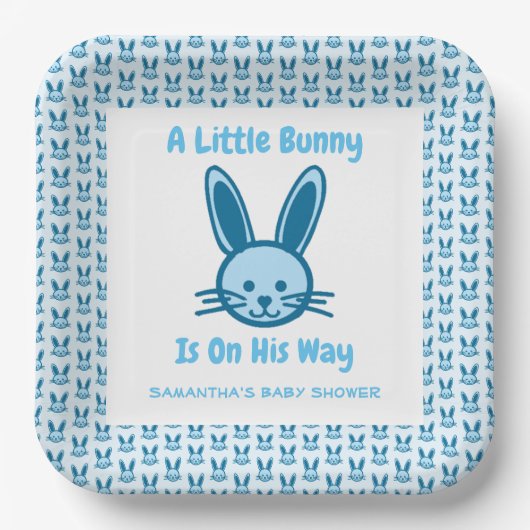 Ein kleiner Hase ist auf dem Weg Papiertüte Pappteller (Vorderseite)