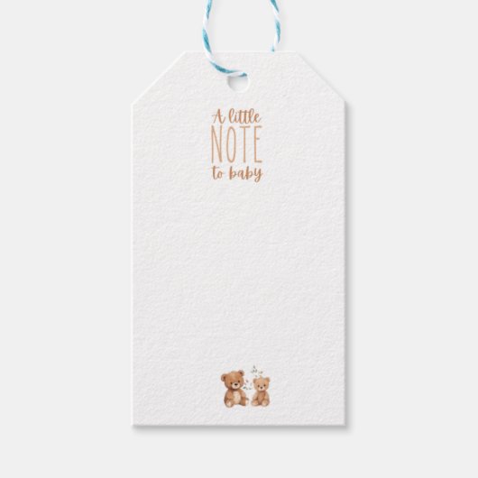 Ein kleiner Hinweis auf Babyaufkleber im Inside Bo Geschenkanhänger (Vorderseite)