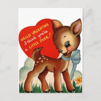 Ein kleiner Hirsch | Vintage Valentinstag | Postka Feiertagspostkarte