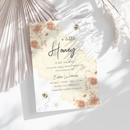 Ein kleiner Honig ist auf dem Weg Boho Baby Dusche Einladung