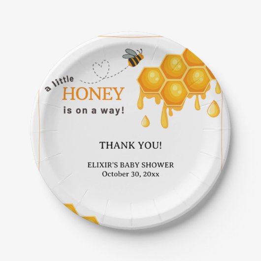 Ein kleiner Honig ist auf dem Weg Honeycomb Babydu Pappteller (Vorderseite)