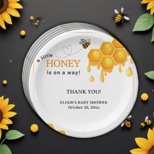 Ein kleiner Honig ist auf dem Weg Honeycomb Babydu Pappteller