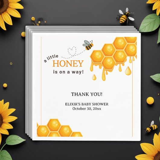 Ein kleiner Honig ist auf dem Weg Honeycomb Babydu Serviette