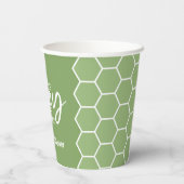 Ein kleiner Honig ist unterwegs - grüne Babydusche Pappbecher (Rückseite)
