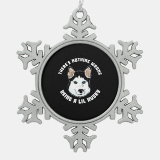 Ein kleiner Husky-Hund sein Schneeflocken Zinn-Ornament