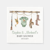 Ein kleiner Jäger ist auf dem Weg zum Baby Dusche Serviette (Vorderseite)