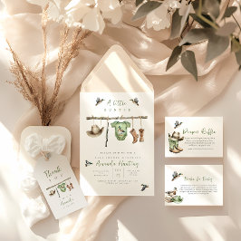 Ein kleiner Jäger ist unterwegs mit einer Babydusc Einladung