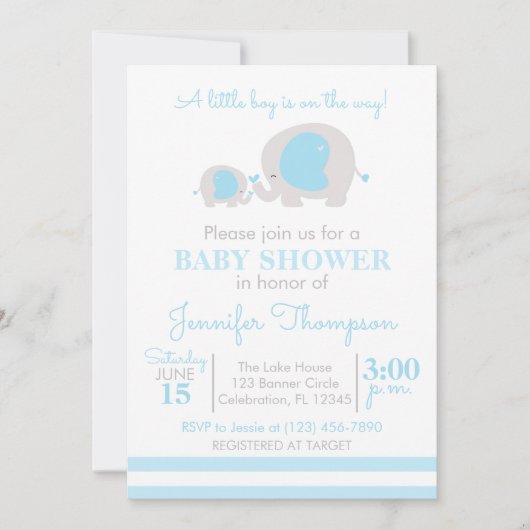 Ein kleiner Junge ist unterwegs - Blau und Weiß El Einladung (Vorderseite)