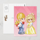 Ein kleiner Junge überrascht ein kleines Mädchen m Postkarte (Vorne/Hinten)
