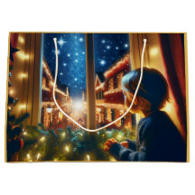 Ein kleiner Junge wünscht Geschenktasche