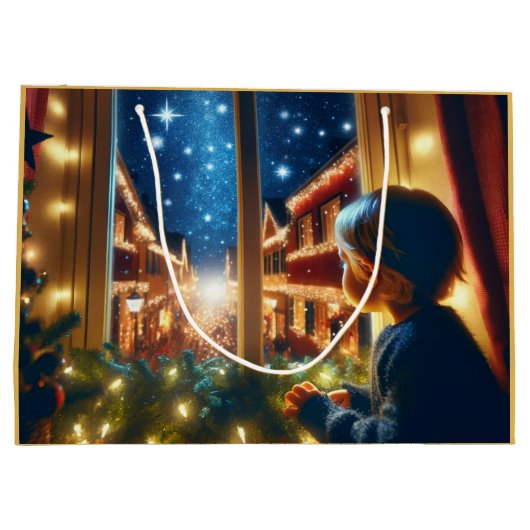 Ein kleiner Junge wünscht Geschenktasche Große Geschenktüte (Rückseite)