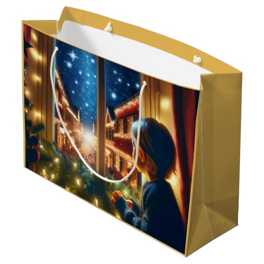 Ein kleiner Junge wünscht Geschenktasche Große Geschenktüte (Rückseite Schrägansicht)