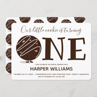 Ein kleiner Keks macht einen ersten Geburtstag Einladung