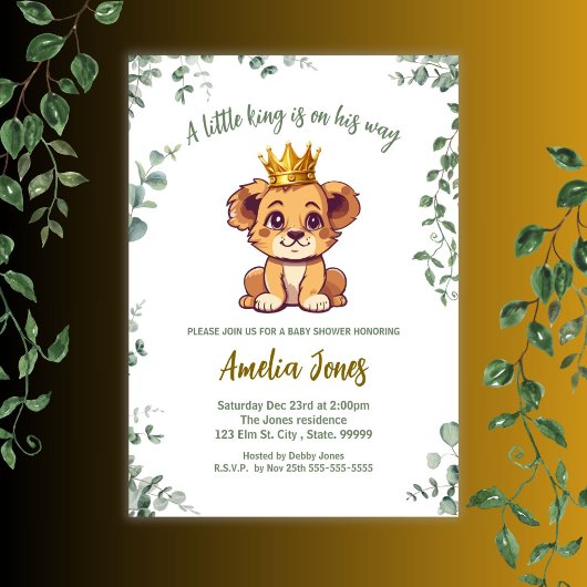 Ein kleiner König ist auf dem Weg Babydusche Einladung