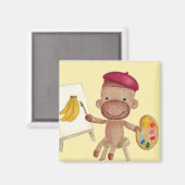 Ein kleiner Künstler Socky the Sock Monkey Magnet (Vorderseite/Rückseite)