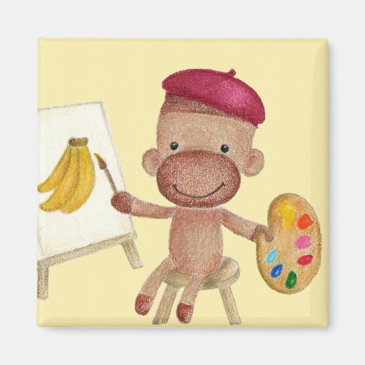 Ein kleiner Künstler Socky the Sock Monkey Magnet (Vorne)