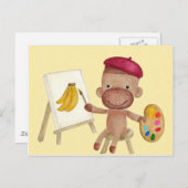 Ein kleiner Künstler Socky the Sock Monkey Postcar Postkarte (Vorne/Hinten)
