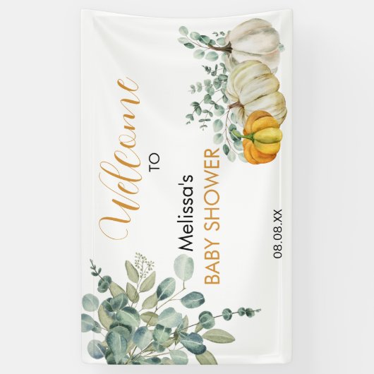 Ein kleiner Kürbis auf dem Weg fallen Baby Dusche Banner (Vertikal)